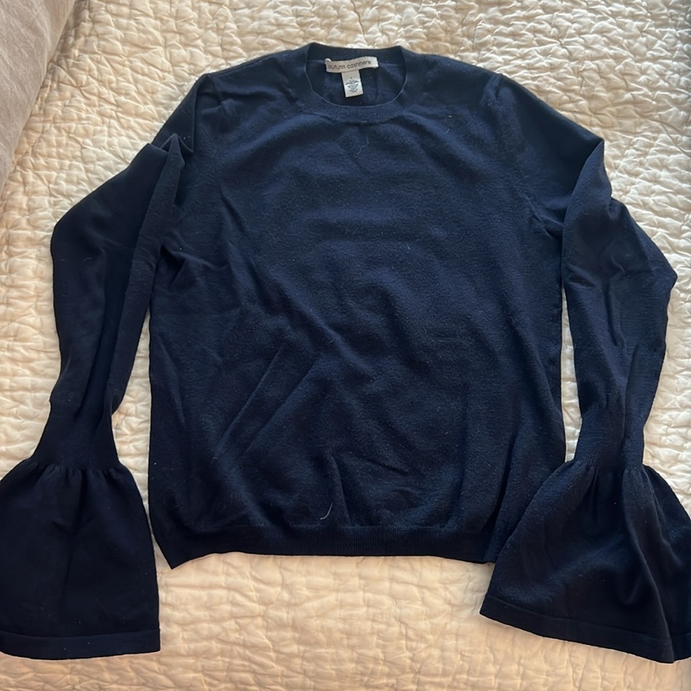 Autumn Cashmere Fluted Sleeve merino wool-blend sweater